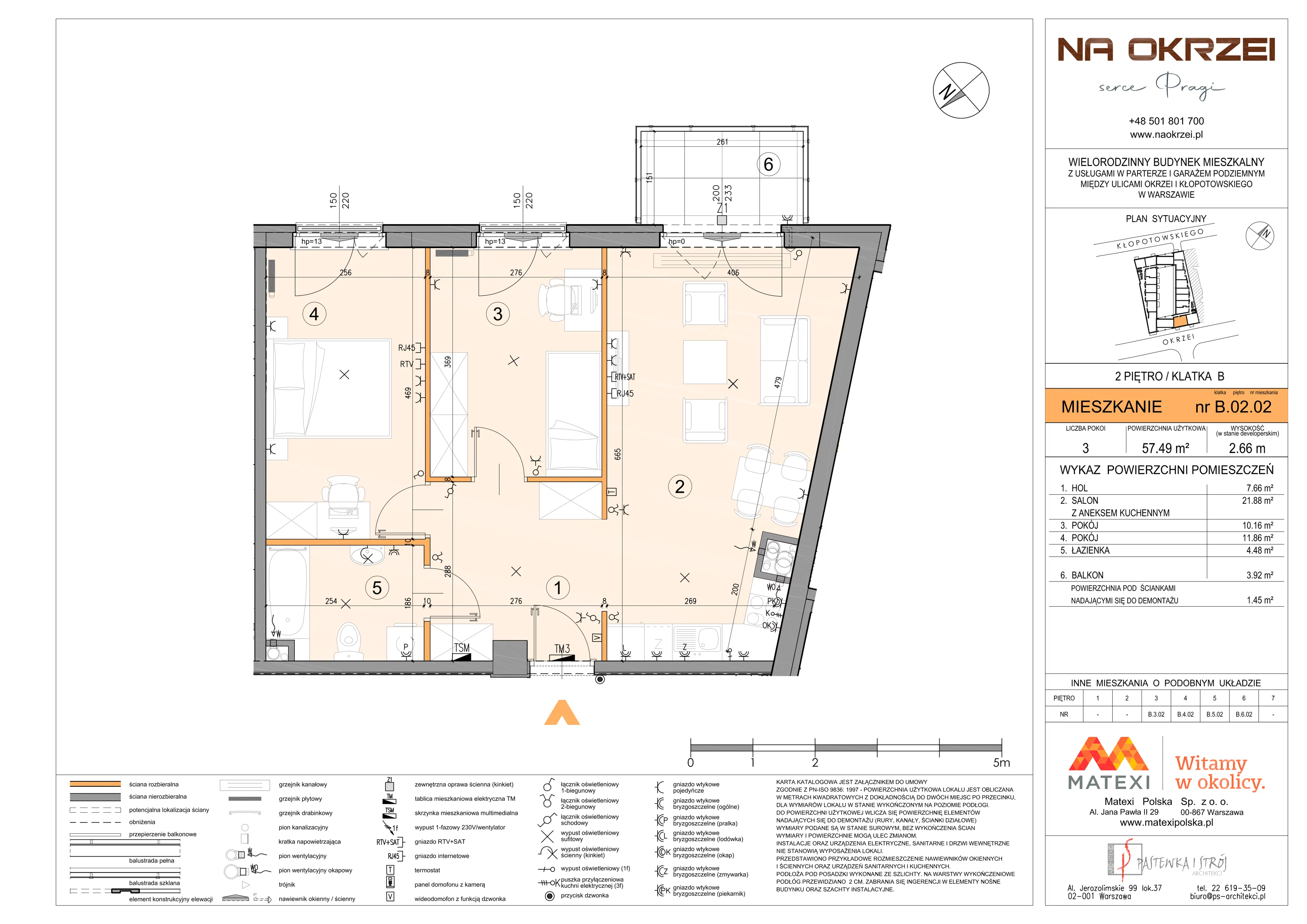 3 pokoje, mieszkanie 57,49 m², piętro 2, oferta nr 27/Okr-B.02.02, Na Okrzei, Warszawa, Praga Północ, Stara Praga, ul. Stefana Okrzei