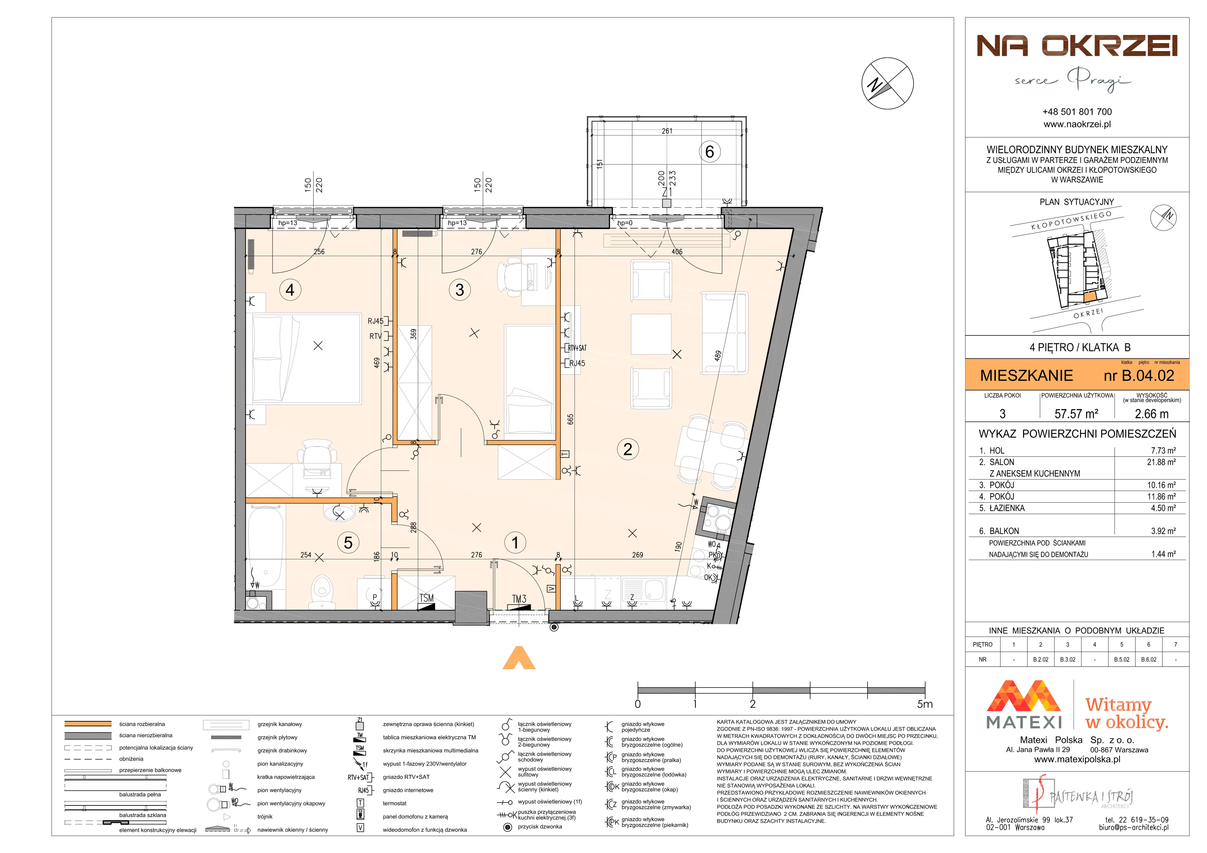 3 pokoje, mieszkanie 57,57 m², piętro 4, oferta nr 27/Okr-B.04.02, Na Okrzei, Warszawa, Praga Północ, Stara Praga, ul. Stefana Okrzei