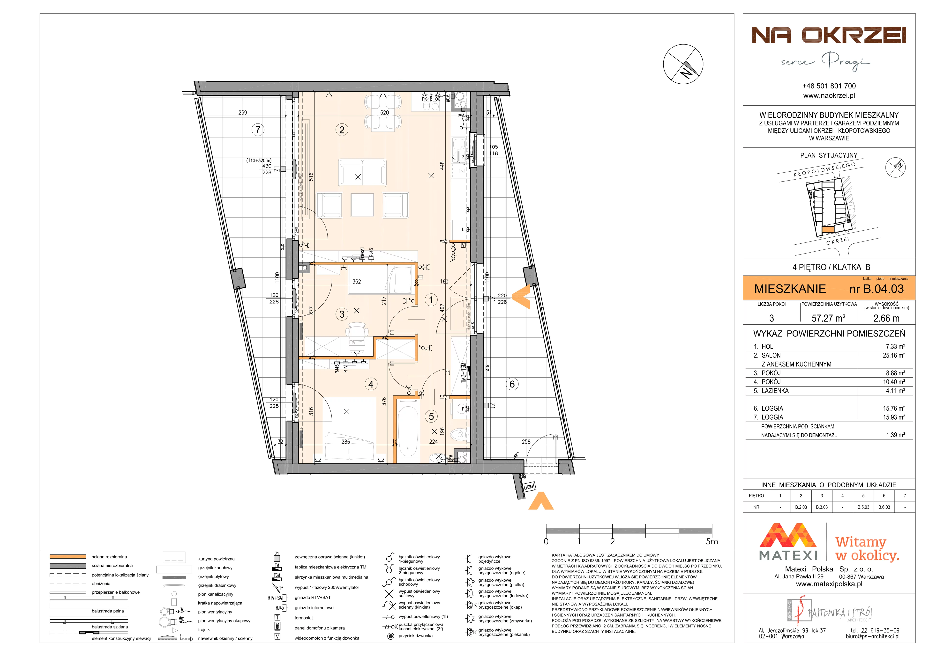 3 pokoje, mieszkanie 57,27 m², piętro 4, oferta nr 27/Okr-B.04.03, Na Okrzei, Warszawa, Praga Północ, Stara Praga, ul. Stefana Okrzei
