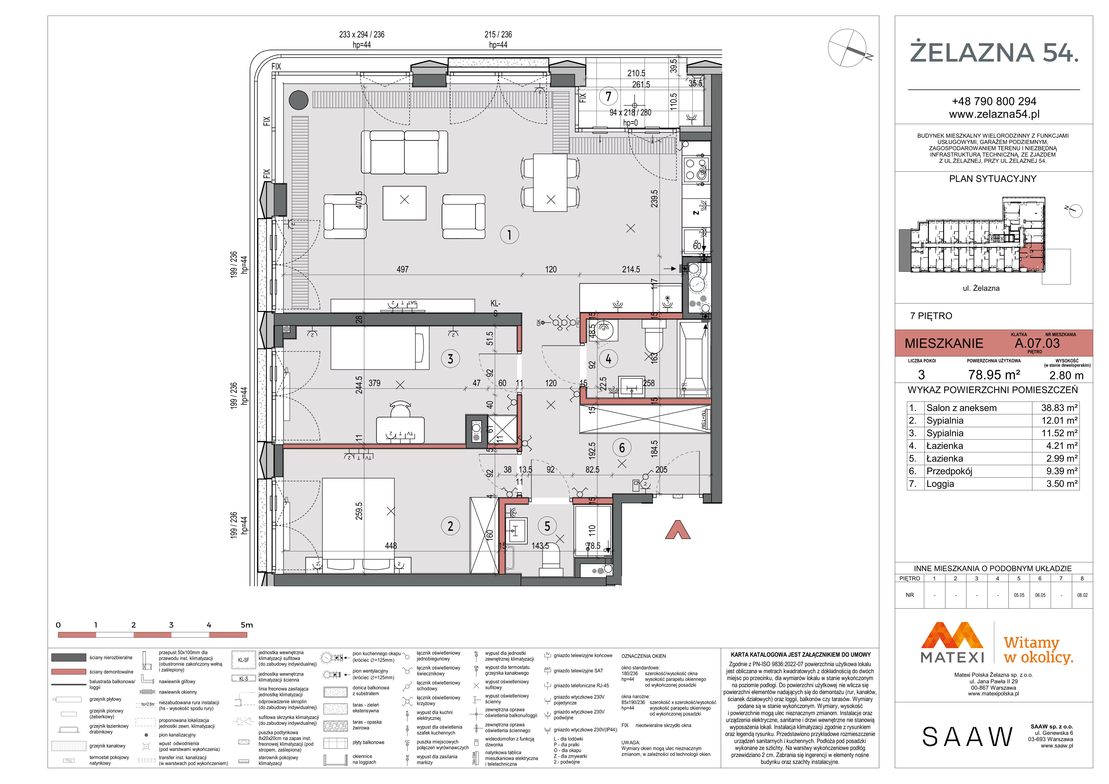 3 pokoje, mieszkanie 78,95 m², piętro 7, oferta nr 54/Z54-A.07.03, Żelazna 54, Warszawa, Wola, Mirów, ul. Żelazna 54