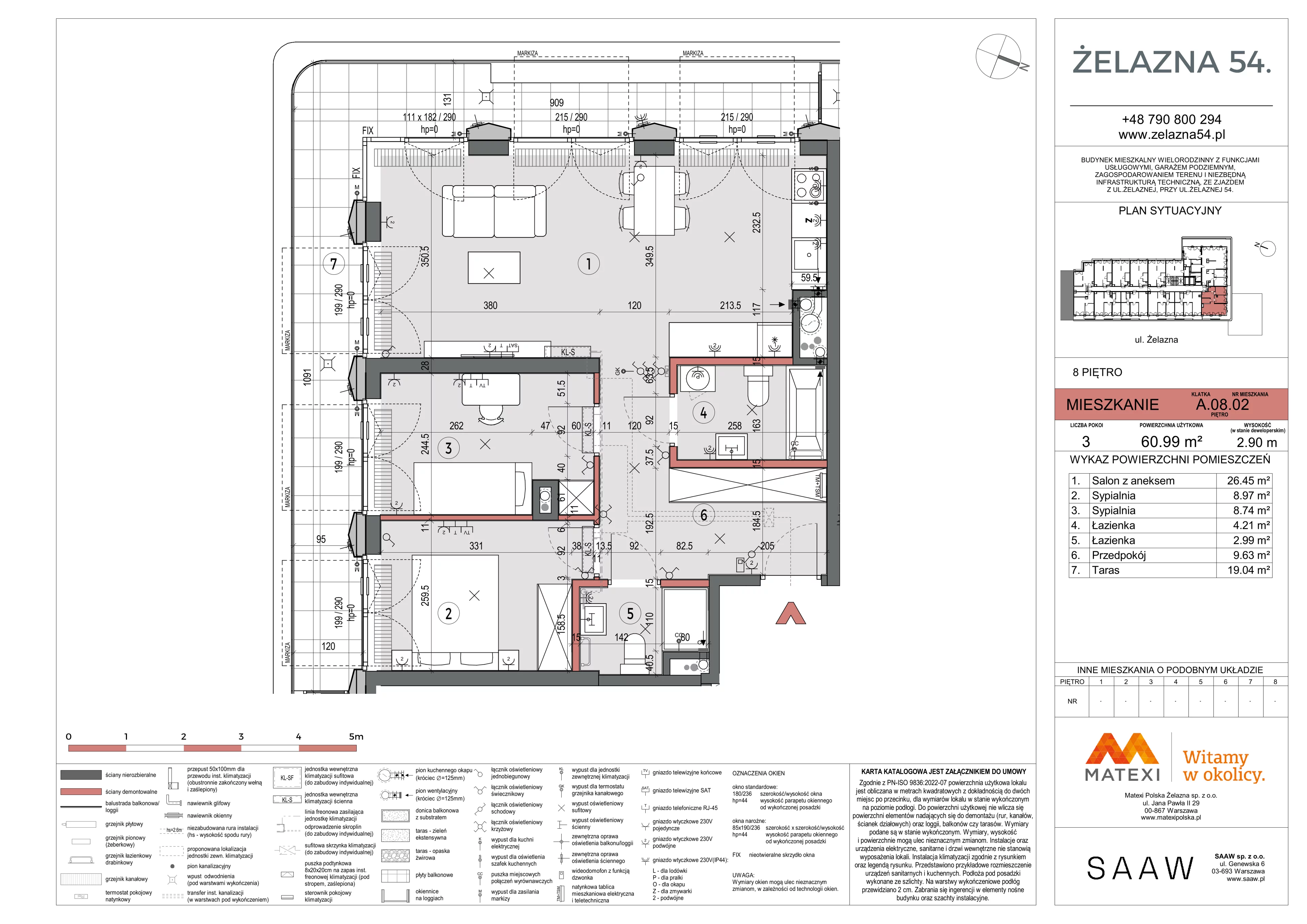 3 pokoje, mieszkanie 60,99 m², piętro 8, oferta nr 54/Z54-A.08.02, Żelazna 54, Warszawa, Wola, Mirów, ul. Żelazna 54