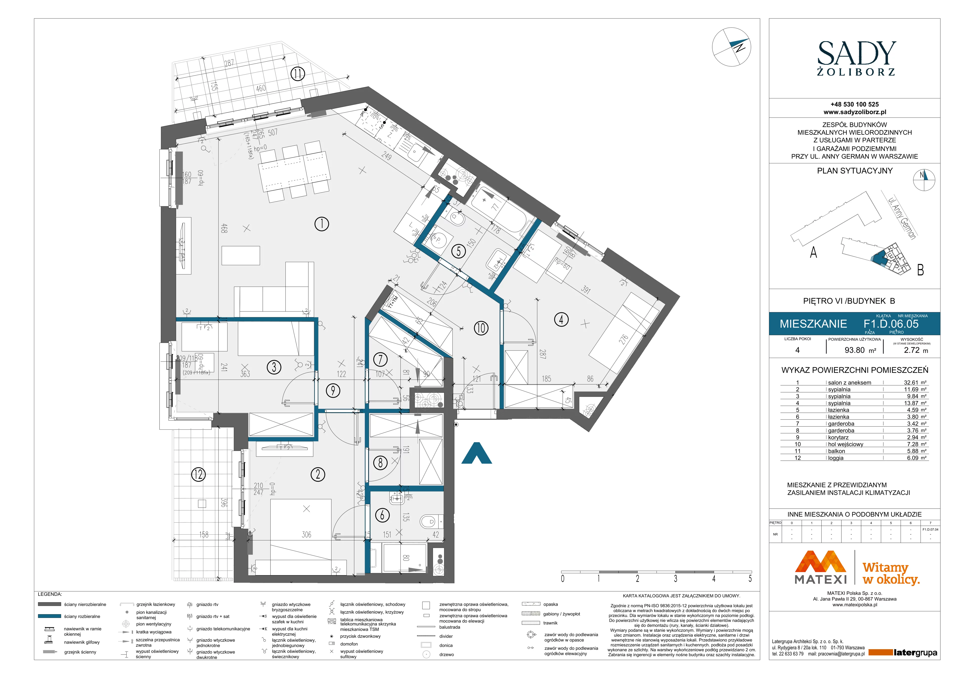 Mieszkanie 93,80 m², piętro 6, oferta nr 7/SZ-F1.D.06.05, Sady Żoliborz, Warszawa, Żoliborz, Sady Żoliborskie, ul. Anny German 15