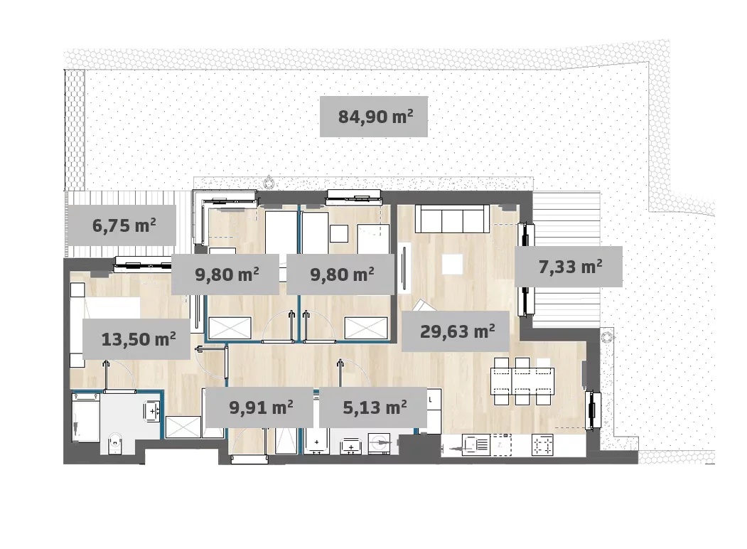 Mieszkanie 83,86 m², parter, oferta nr 7/SZ-F1.E.00.03, Sady Żoliborz, Warszawa, Żoliborz, Sady Żoliborskie, ul. Anny German 15-idx