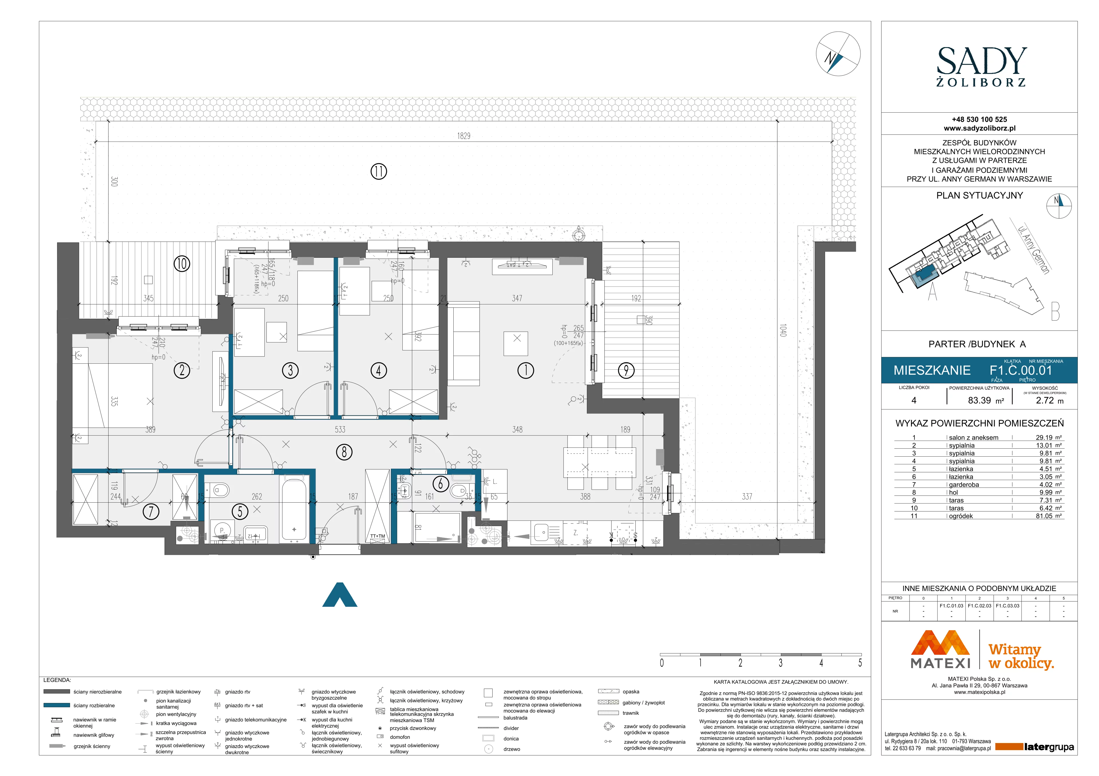 Mieszkanie 83,39 m², parter, oferta nr 9/SZ-F1.C.00.01, Sady Żoliborz, Warszawa, Żoliborz, Sady Żoliborskie, ul. Anny German 15