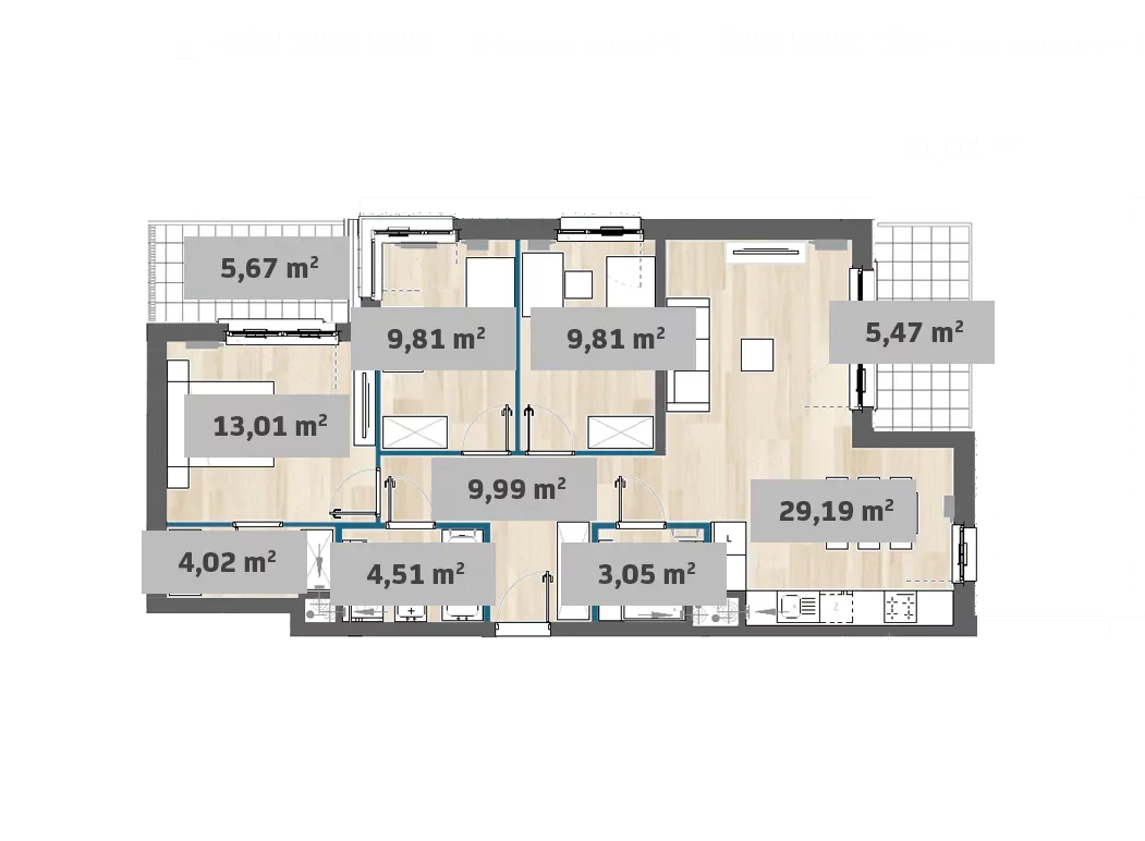 Mieszkanie 83,39 m², piętro 3, oferta nr 9/SZ-F1.C.03.03, Sady Żoliborz, Warszawa, Żoliborz, Sady Żoliborskie, ul. Anny German 15