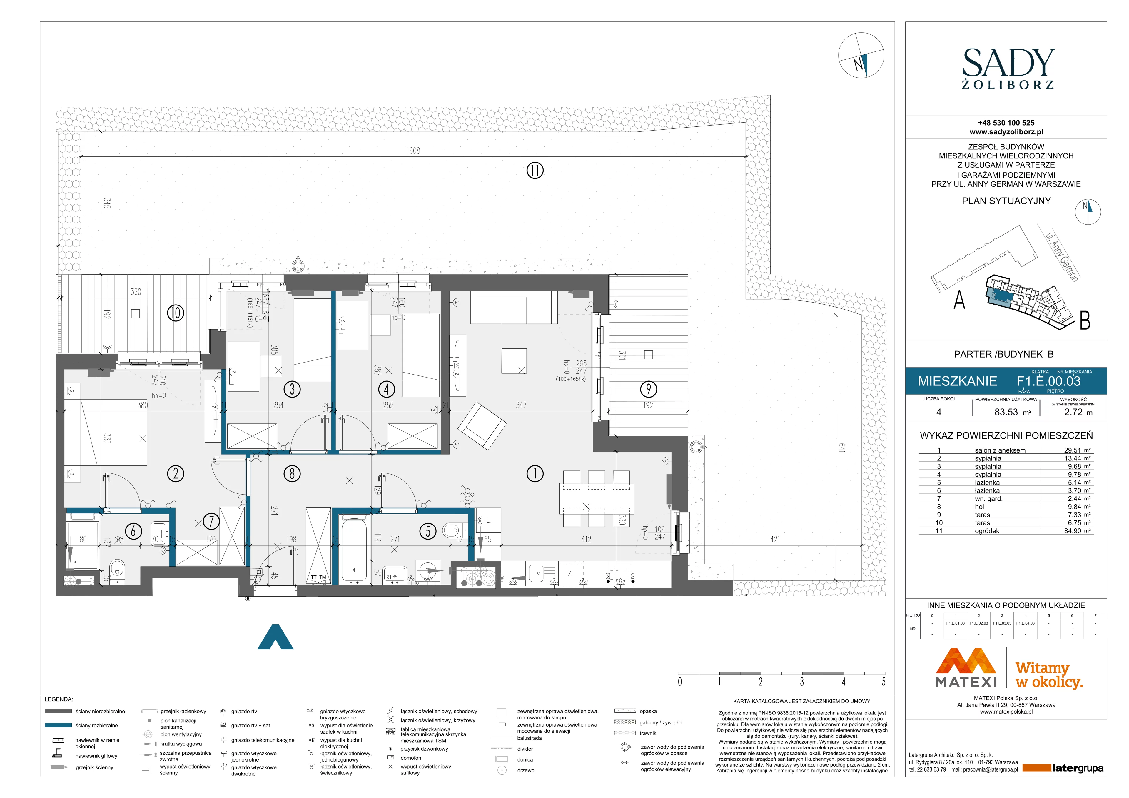 4 pokoje, mieszkanie 83,53 m², parter, oferta nr 7/SZ-F1.E.00.03, Sady Żoliborz, Warszawa, Żoliborz, Sady Żoliborskie, ul. Anny German 15