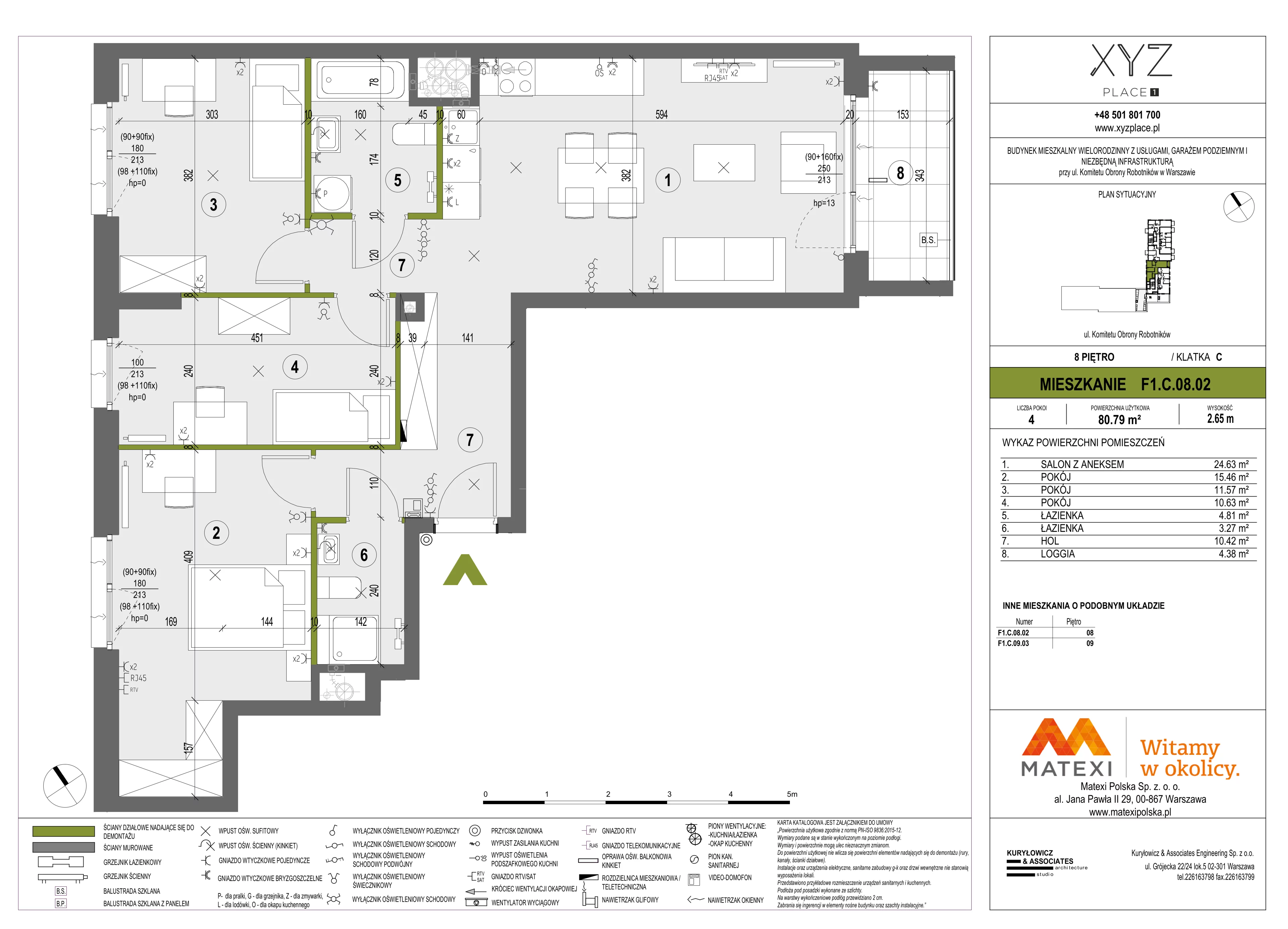 Mieszkanie 80,79 m², piętro 8, oferta nr 30/XY-F1.C.08.02, XYZ Place, Warszawa, Włochy, Okęcie, ul. Komitetu Obrony Robotników 32