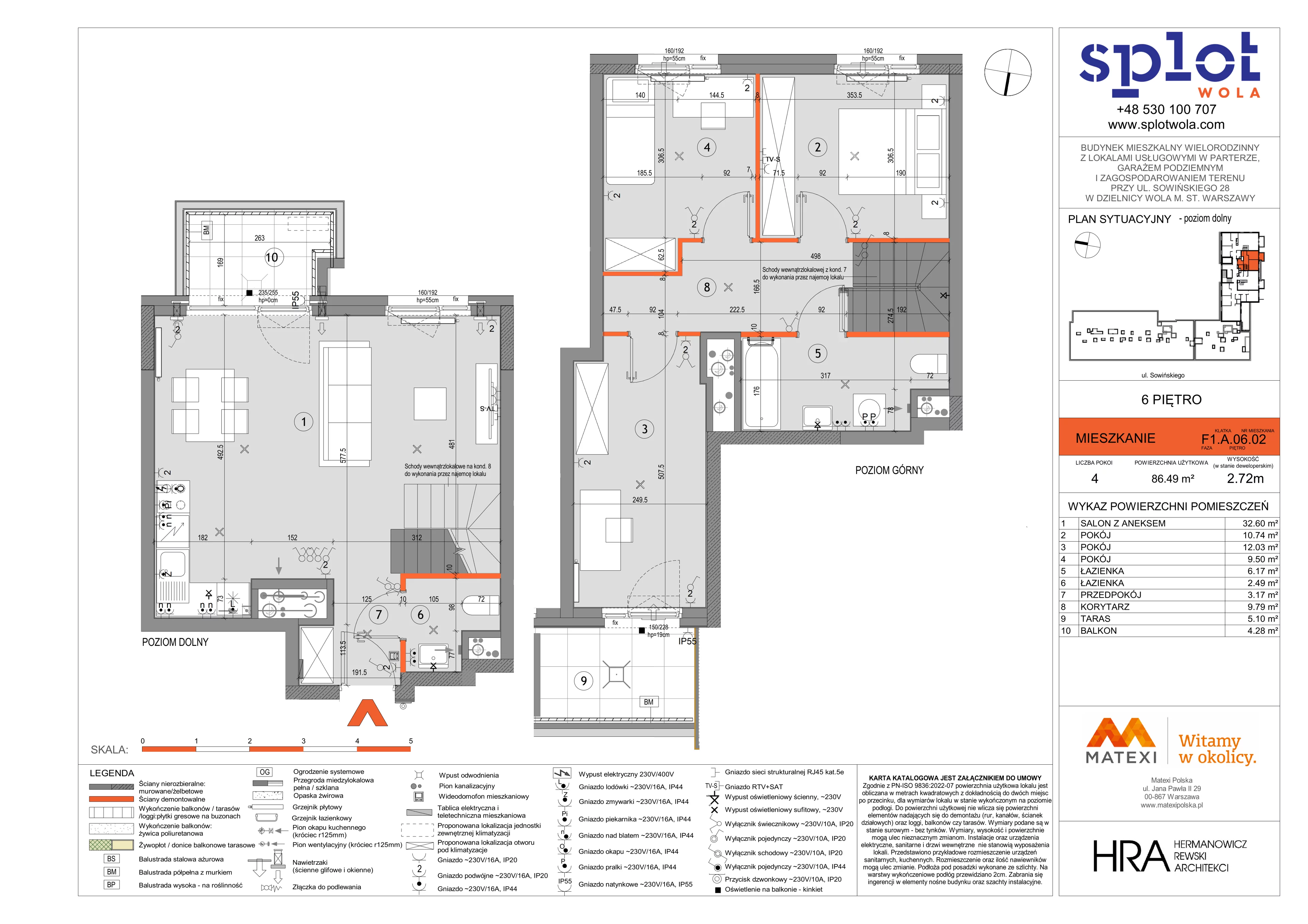 4 pokoje, mieszkanie 86,49 m², piętro 6, oferta nr 28/SOW-F1.A.06.02, Splot Wola, Warszawa, Wola, Odolany, ul. Sowińskiego 28