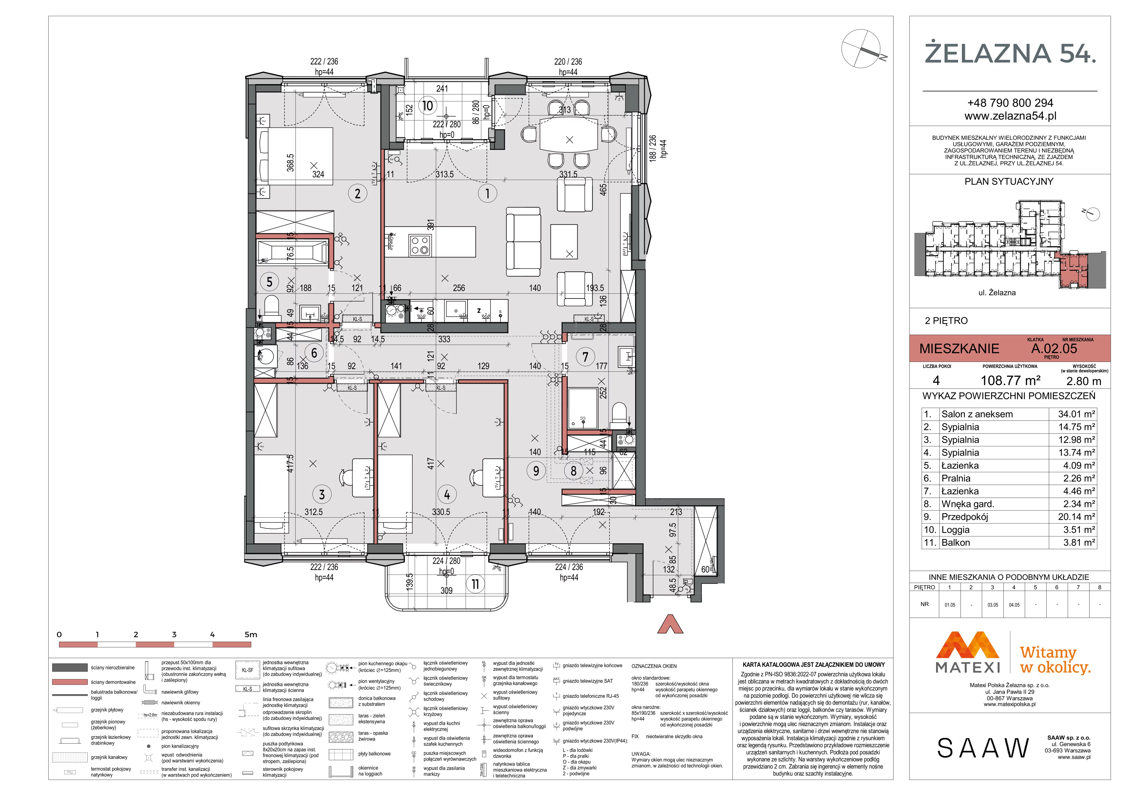 4 pokoje, mieszkanie 108,77 m², piętro 2, oferta nr 54/Z54-A.02.05, Żelazna 54, Warszawa, Wola, Mirów, ul. Żelazna 54