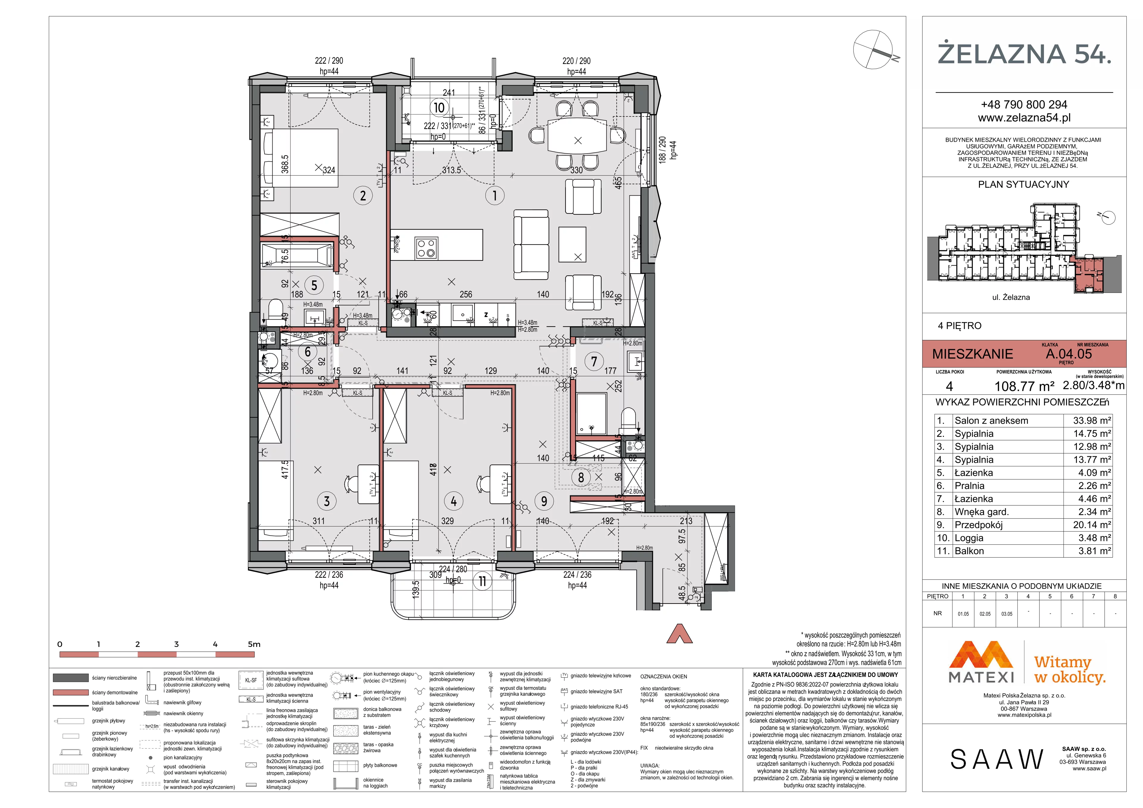 4 pokoje, mieszkanie 108,77 m², piętro 4, oferta nr 54/Z54-A.04.05, Żelazna 54, Warszawa, Wola, Mirów, ul. Żelazna 54