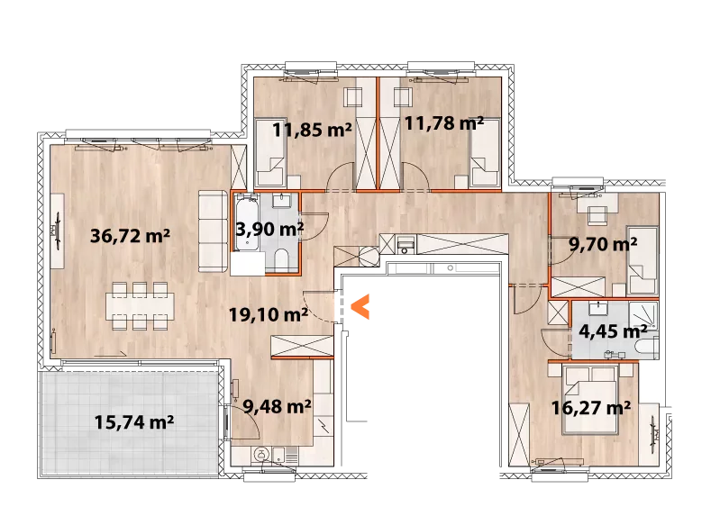 Mieszkanie 123,25 m², piętro 7, oferta nr 43/POR-C.07.01, Apartamenty Portowa, Kraków, Podgórze, Zabłocie, ul. Portowa 43-idx