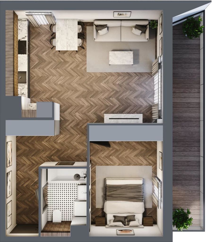 2 pokoje, mieszkanie 50,91 m², piętro 7, oferta nr 11/BM-F1.A.07.07, Bukowińska Mokotów, Warszawa, Mokotów, Ksawerów, ul. Bukowińska 11