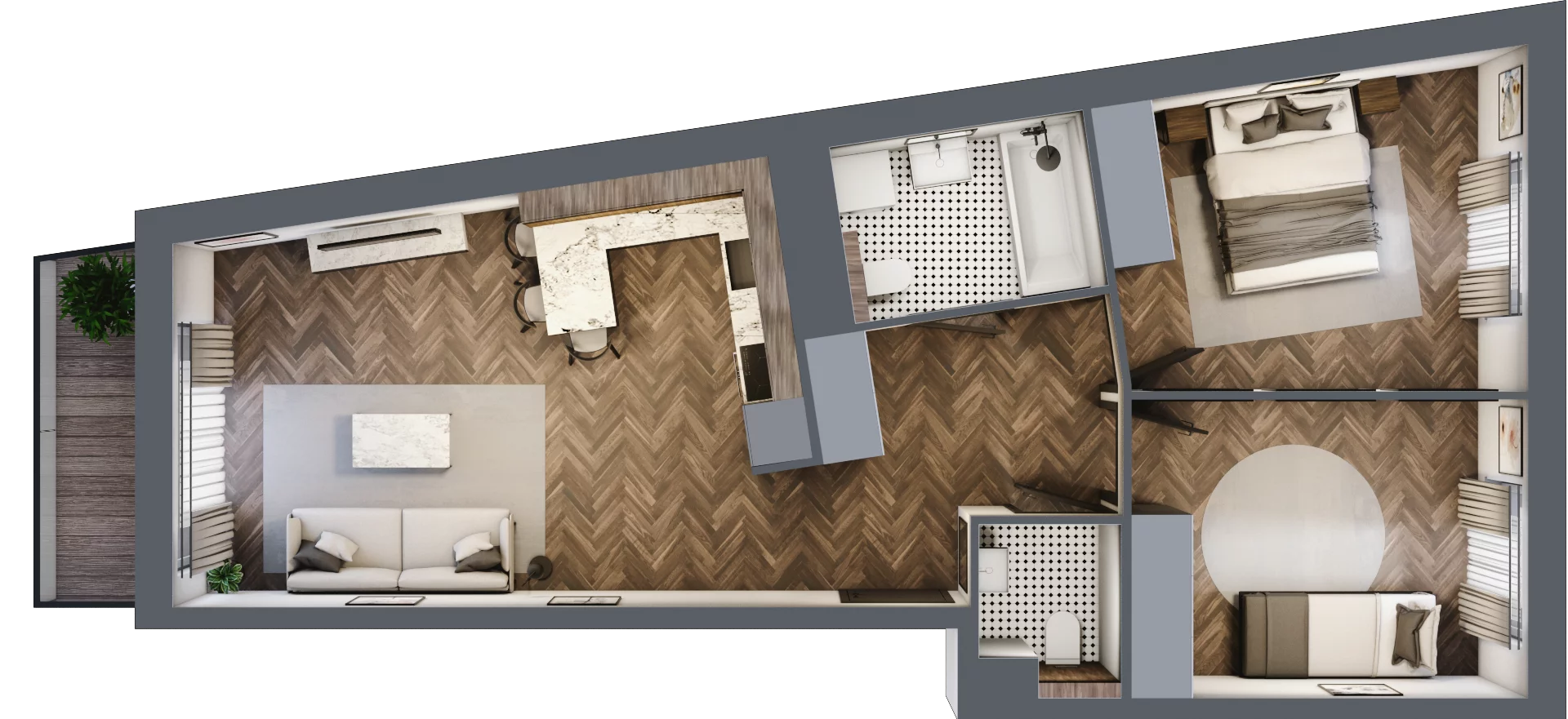 3 pokoje, mieszkanie 62,40 m², piętro 5, oferta nr 11/BM-F1.A.05.02, Bukowińska Mokotów, Warszawa, Mokotów, Ksawerów, ul. Bukowińska 11