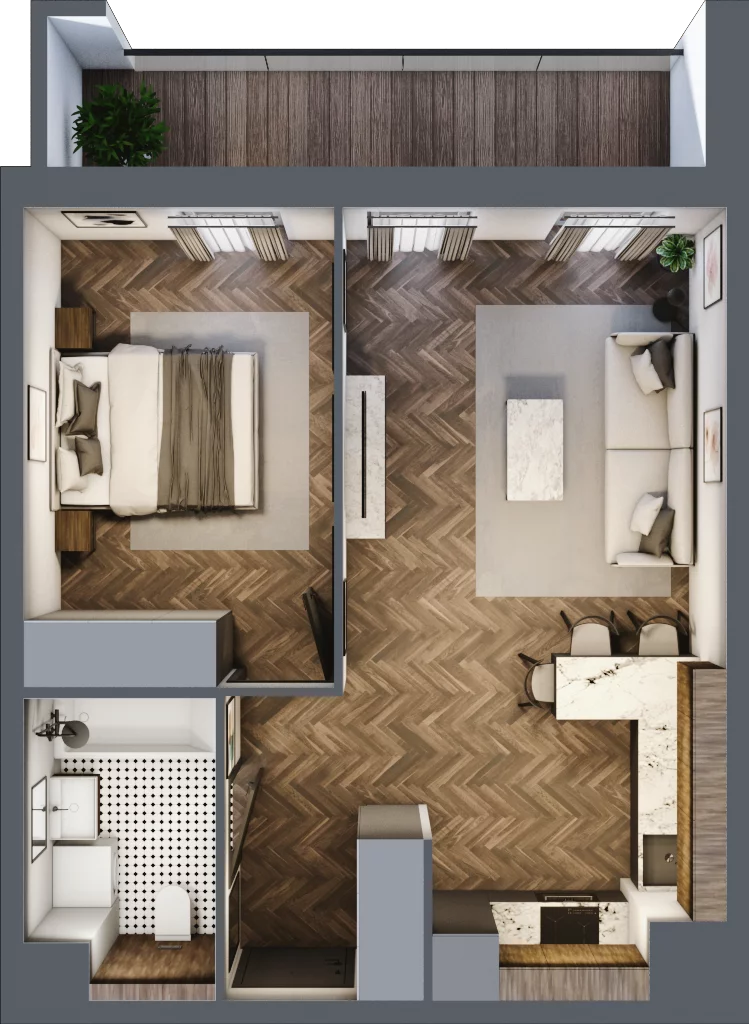 2 pokoje, mieszkanie 44,20 m², piętro 10, oferta nr 11/BM-F1.A.10.02, Bukowińska Mokotów, Warszawa, Mokotów, Ksawerów, ul. Bukowińska 11