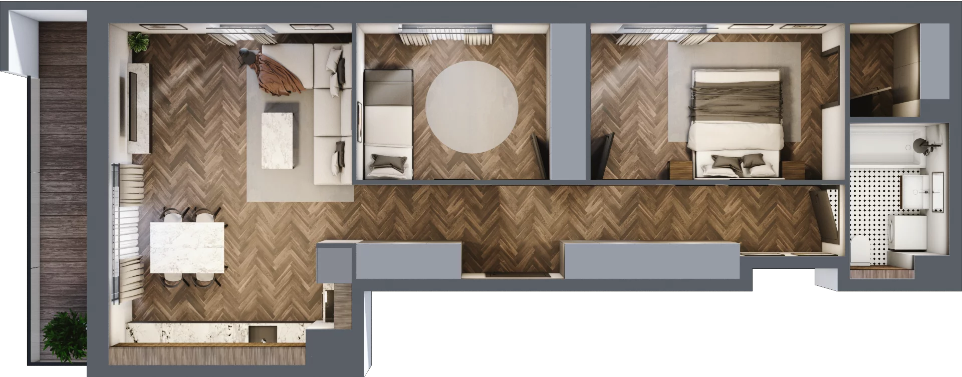 3 pokoje, mieszkanie 66,39 m², piętro 1, oferta nr 11/BM-F1.A.01.08, Bukowińska Mokotów, Warszawa, Mokotów, Ksawerów, ul. Bukowińska 11