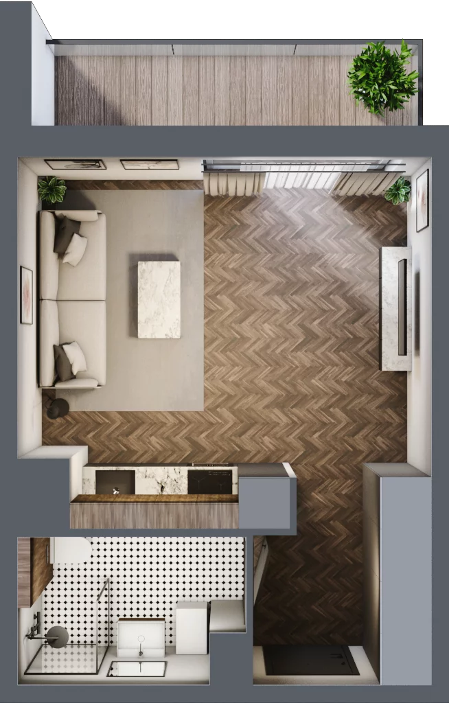 1 pokój, mieszkanie 29,02 m², piętro 1, oferta nr 11/BM-F1.A.01.01, Bukowińska Mokotów, Warszawa, Mokotów, Ksawerów, ul. Bukowińska 11
