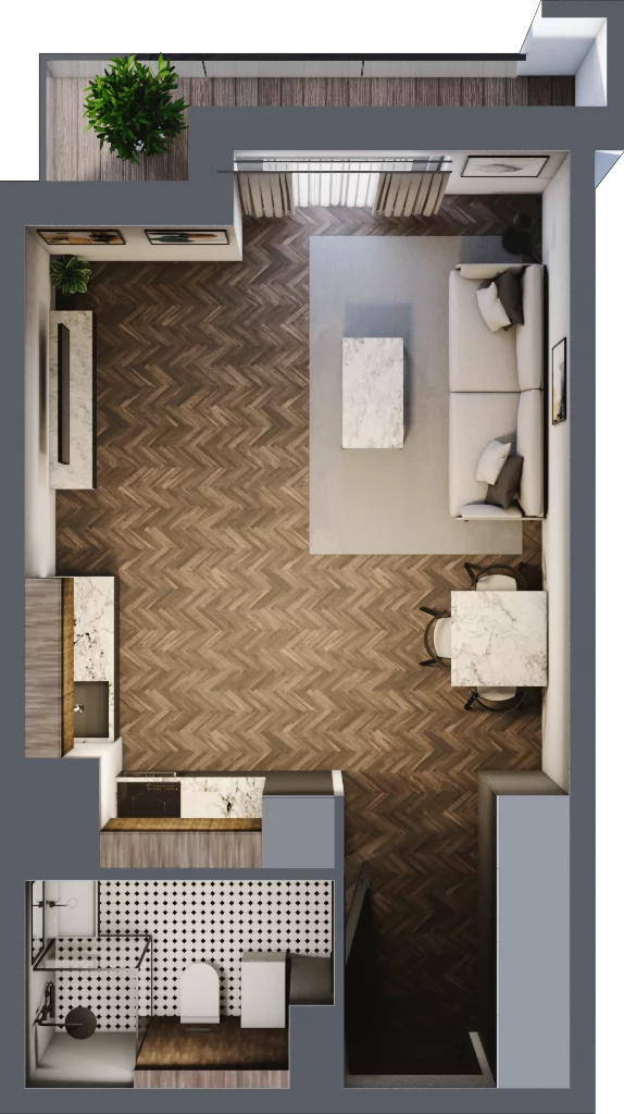 1 pokój, mieszkanie 32,96 m², piętro 1, oferta nr 11/BM-F1.A.01.04, Bukowińska Mokotów, Warszawa, Mokotów, Ksawerów, ul. Bukowińska 11
