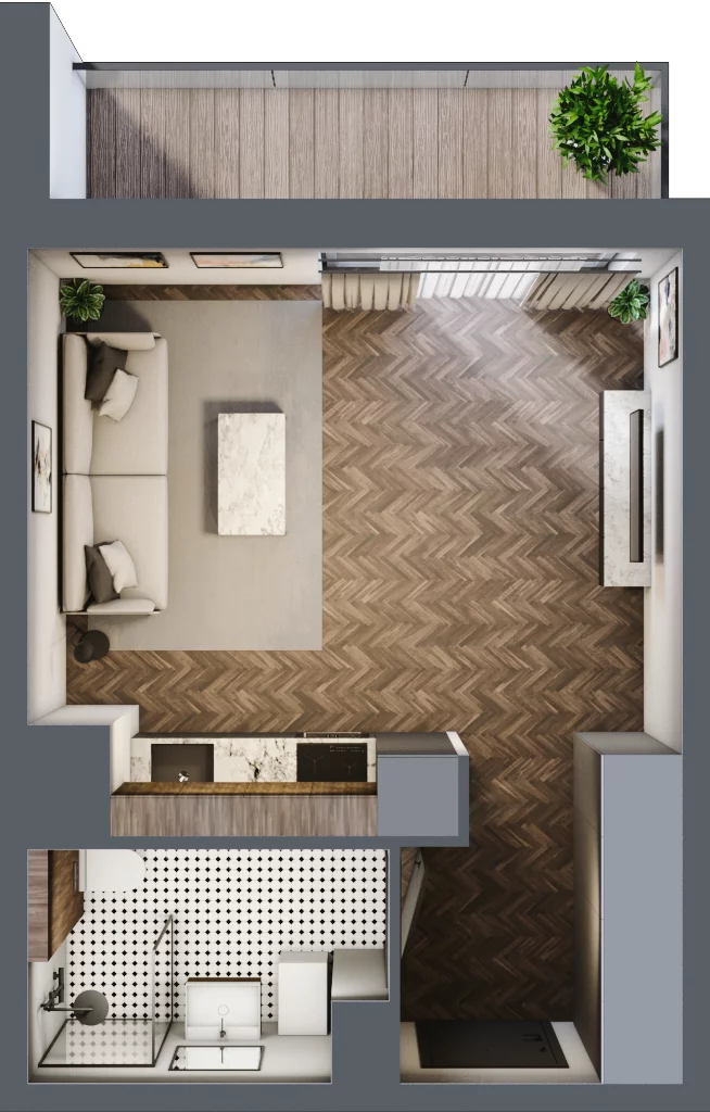 1 pokój, mieszkanie 29,02 m², piętro 2, oferta nr 11/BM-F1.A.02.01, Bukowińska Mokotów, Warszawa, Mokotów, Ksawerów, ul. Bukowińska 11