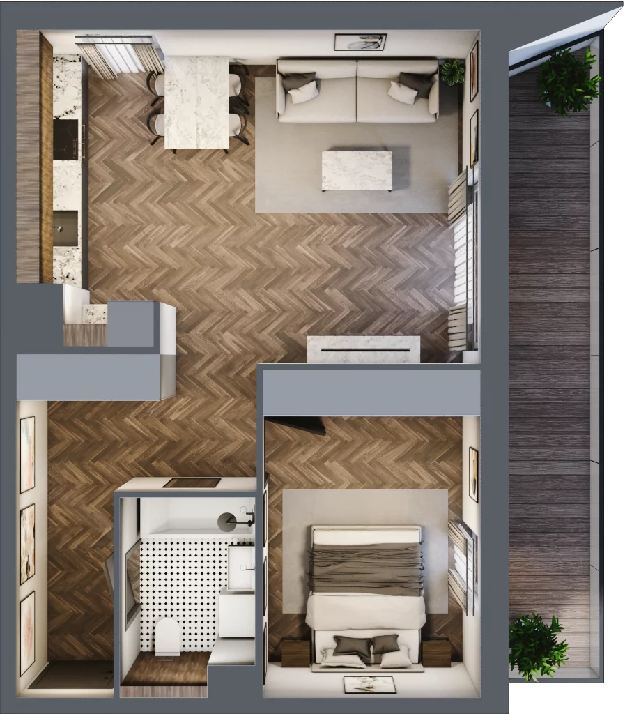 2 pokoje, mieszkanie 50,91 m², piętro 2, oferta nr 11/BM-F1.A.02.07, Bukowińska Mokotów, Warszawa, Mokotów, Ksawerów, ul. Bukowińska 11