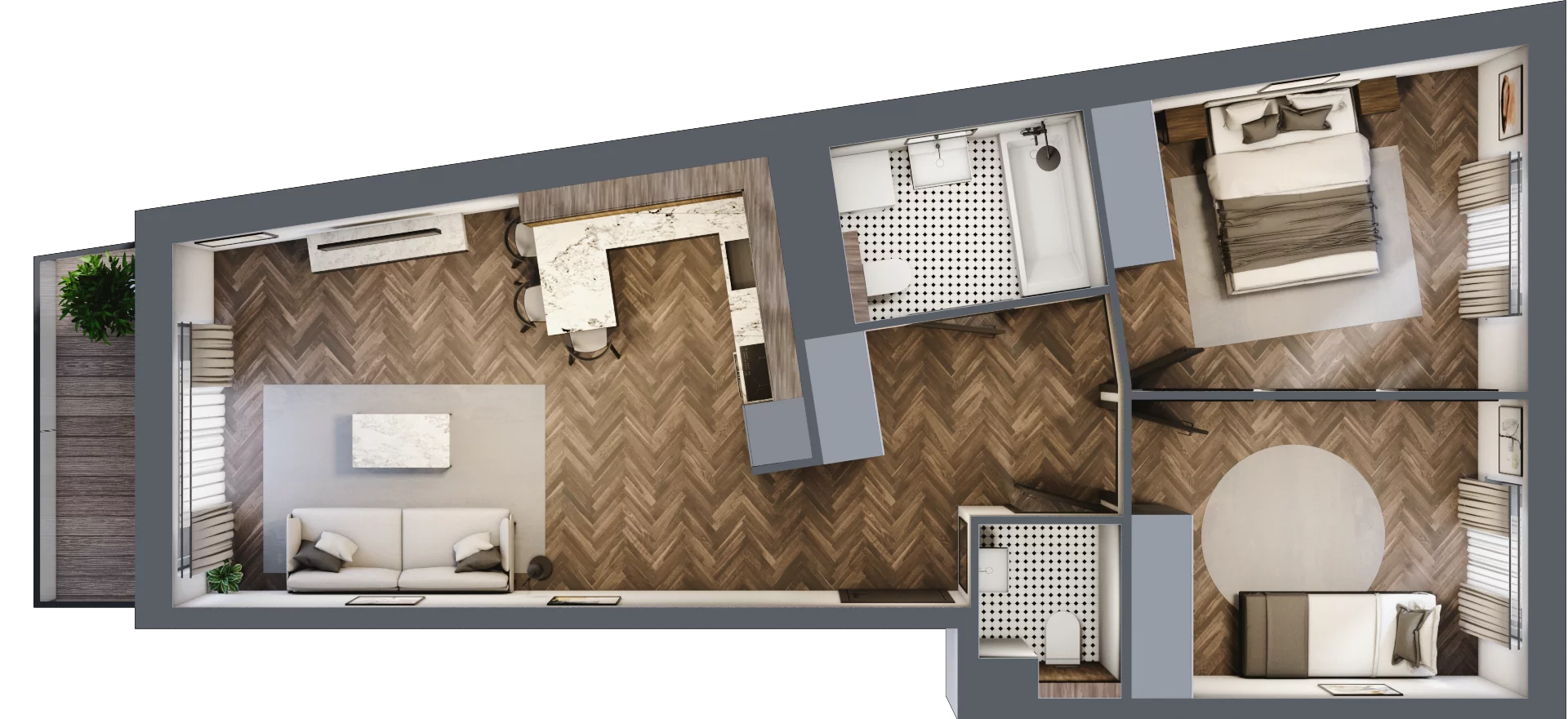 3 pokoje, mieszkanie 62,40 m², piętro 3, oferta nr 11/BM-F1.A.03.02, Bukowińska Mokotów, Warszawa, Mokotów, Ksawerów, ul. Bukowińska 11