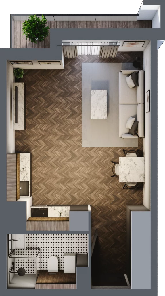 1 pokój, mieszkanie 32,96 m², piętro 6, oferta nr 11/BM-F1.A.06.04, Bukowińska Mokotów, Warszawa, Mokotów, Ksawerów, ul. Bukowińska 11