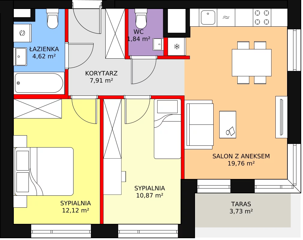 Mieszkanie 57,12 m², parter, oferta nr 67, Nowa Mangalia - Etap II, Warszawa, Mokotów, Stegny, ul. Mangalia