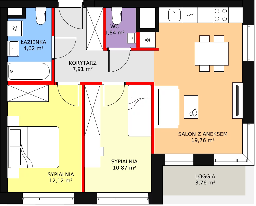 Mieszkanie 57,12 m², piętro 1, oferta nr 69, Nowa Mangalia - Etap II, Warszawa, Mokotów, Stegny, ul. Mangalia