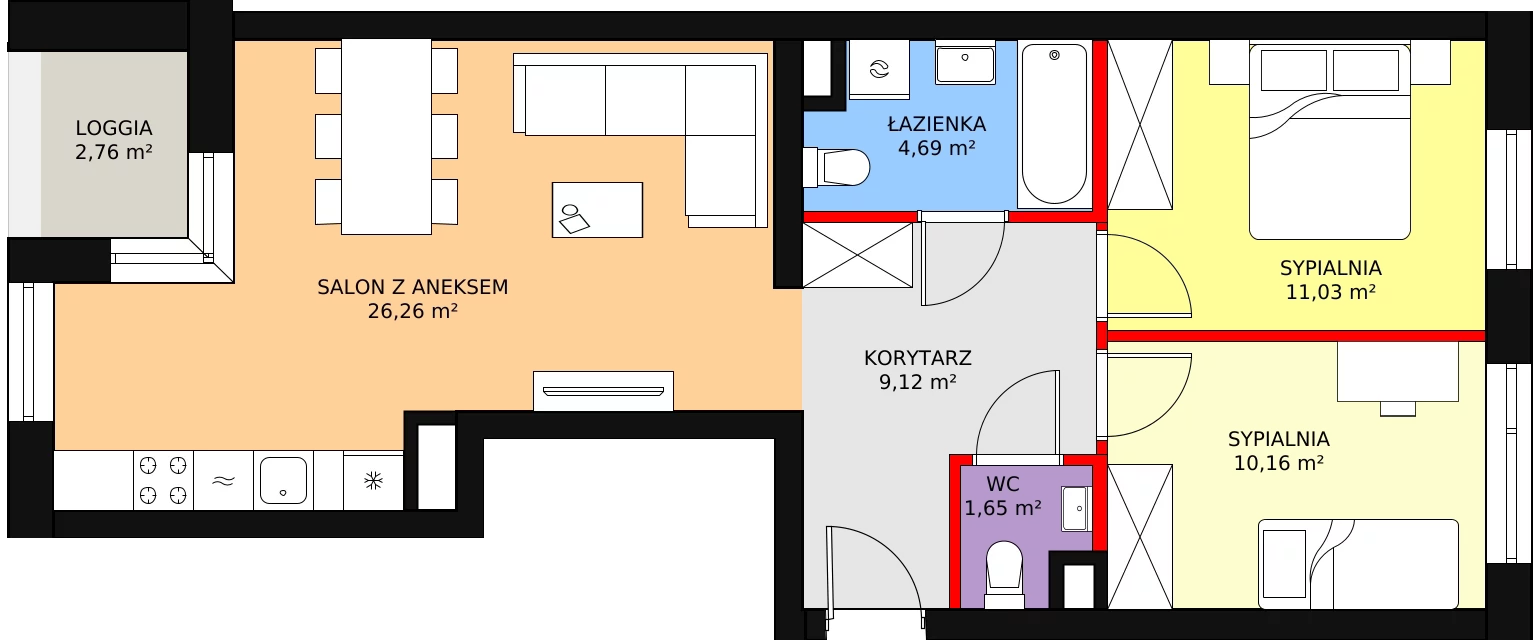 Mieszkanie 62,91 m², piętro 1, oferta nr 72, Nowa Mangalia - Etap II, Warszawa, Mokotów, Stegny, ul. Mangalia