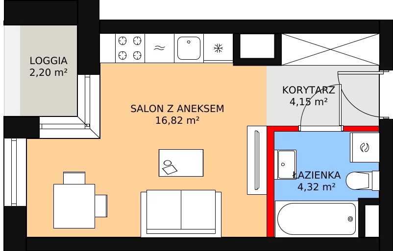 1 pokój, mieszkanie 25,29 m², piętro 2, oferta nr 75, Nowa Mangalia - Etap II, Warszawa, Mokotów, Stegny, ul. Mangalia