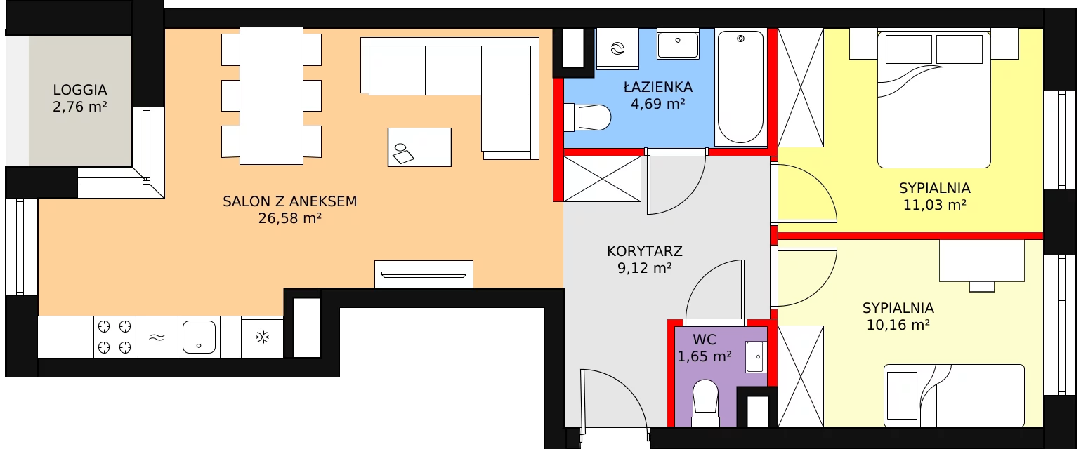 Mieszkanie 63,23 m², piętro 2, oferta nr 77, Nowa Mangalia - Etap II, Warszawa, Mokotów, Stegny, ul. Mangalia