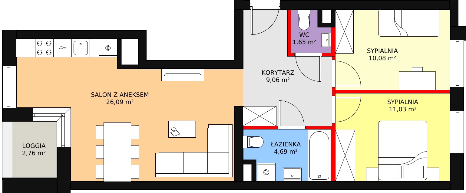 Mieszkanie 62,60 m², piętro 1, oferta nr 104, Nowa Mangalia - Etap II, Warszawa, Mokotów, Stegny, ul. Mangalia