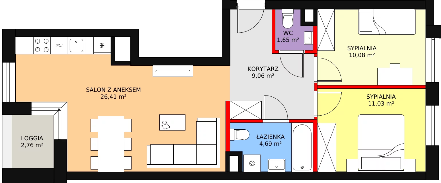 Mieszkanie 62,92 m², piętro 2, oferta nr 107, Nowa Mangalia - Etap II, Warszawa, Mokotów, Stegny, ul. Mangalia