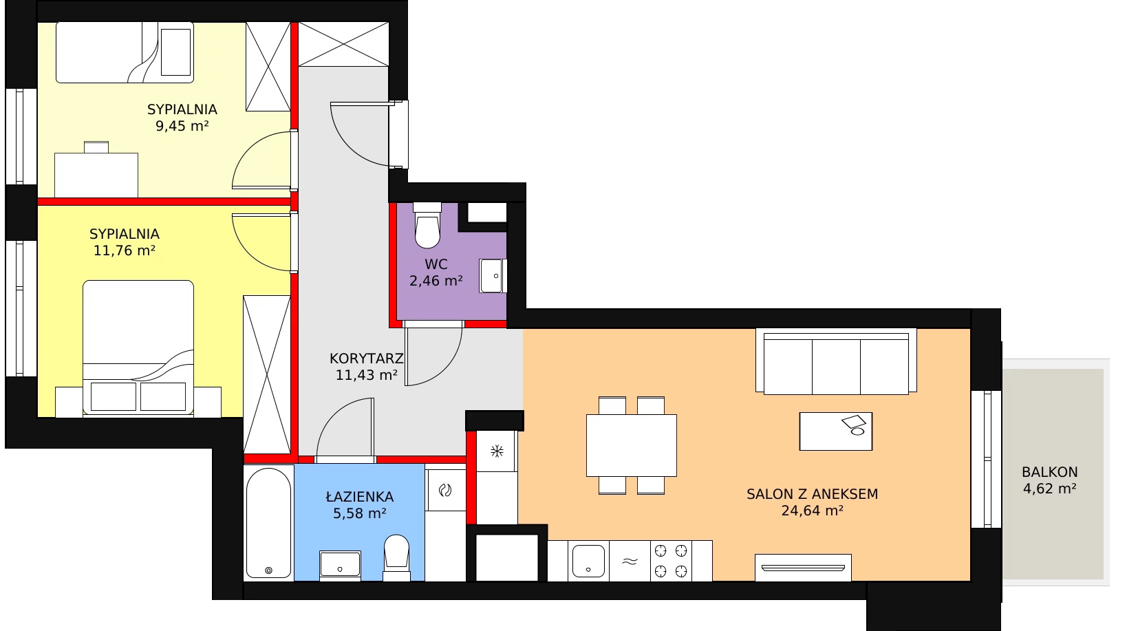 Mieszkanie 65,32 m², piętro 3, oferta nr 143, Nowa Mangalia - Etap II, Warszawa, Mokotów, Stegny, ul. Mangalia