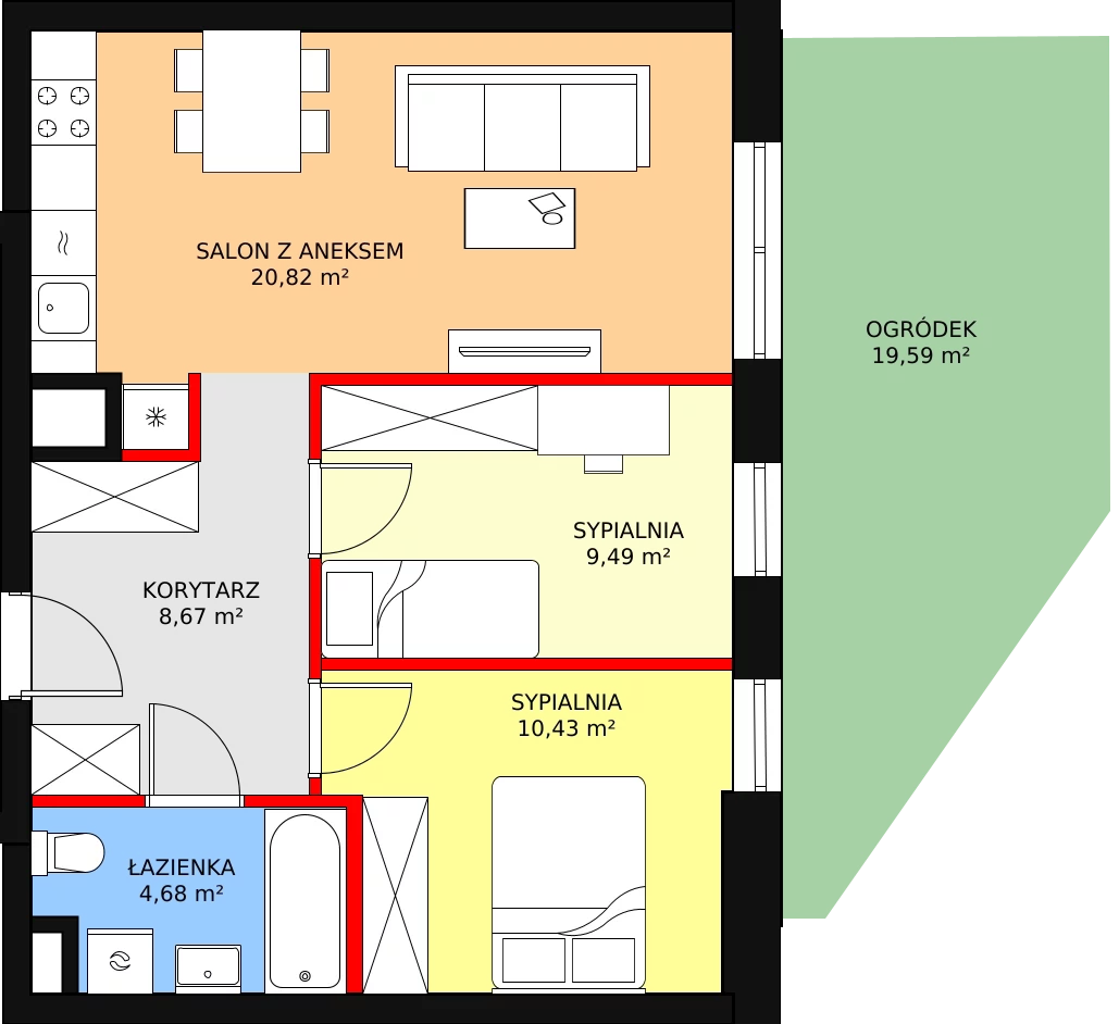 Mieszkanie 54,09 m², parter, oferta nr 161, Nowa Mangalia - Etap II, Warszawa, Mokotów, Stegny, ul. Mangalia