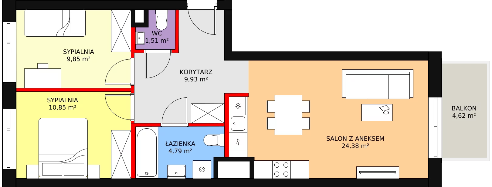 Mieszkanie 61,31 m², piętro 1, oferta nr 165, Nowa Mangalia - Etap II, Warszawa, Mokotów, Stegny, ul. Mangalia