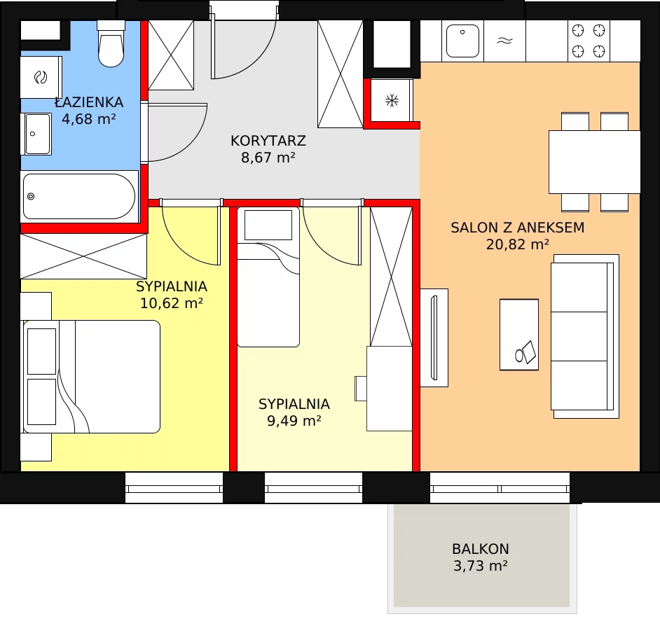 Mieszkanie 54,28 m², piętro 3, oferta nr 170, Nowa Mangalia - Etap II, Warszawa, Mokotów, Stegny, ul. Mangalia