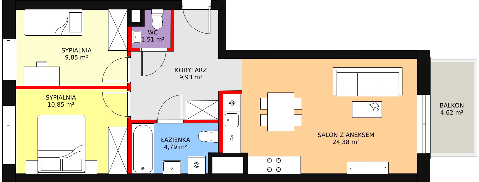 Mieszkanie 61,31 m², piętro 3, oferta nr 171, Nowa Mangalia - Etap II, Warszawa, Mokotów, Stegny, ul. Mangalia