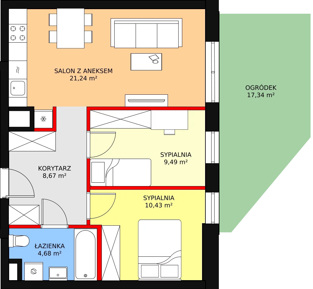 Mieszkanie 54,51 m², parter, oferta nr 185, Nowa Mangalia - Etap II, Warszawa, Mokotów, Stegny, ul. Mangalia