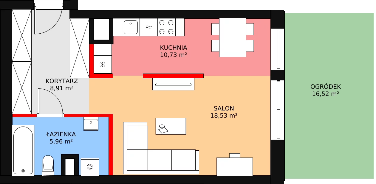 1 pokój, mieszkanie 44,13 m², parter, oferta nr 209, Nowa Mangalia - Etap II, Warszawa, Mokotów, Stegny, ul. Mangalia