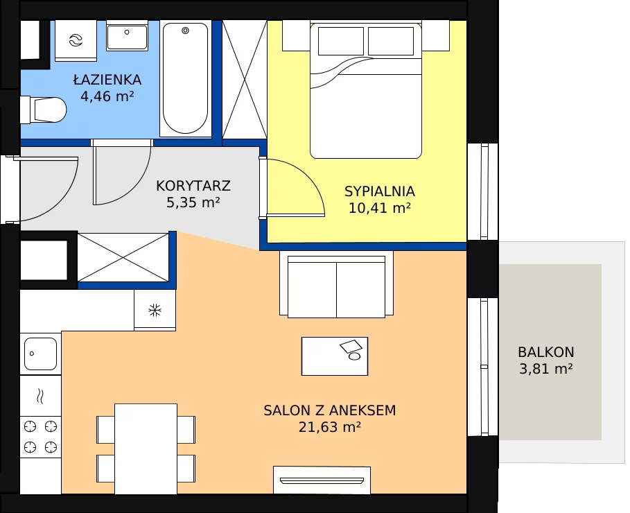 Zalety mieszkania 41.85 m², 214