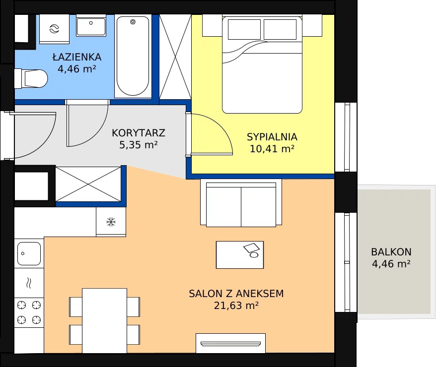 Zalety mieszkania 41.85 m², 217