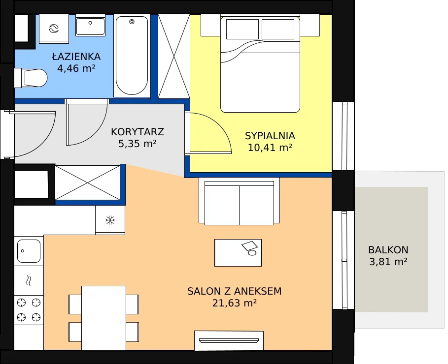 Zalety mieszkania 41.85 m², 220
