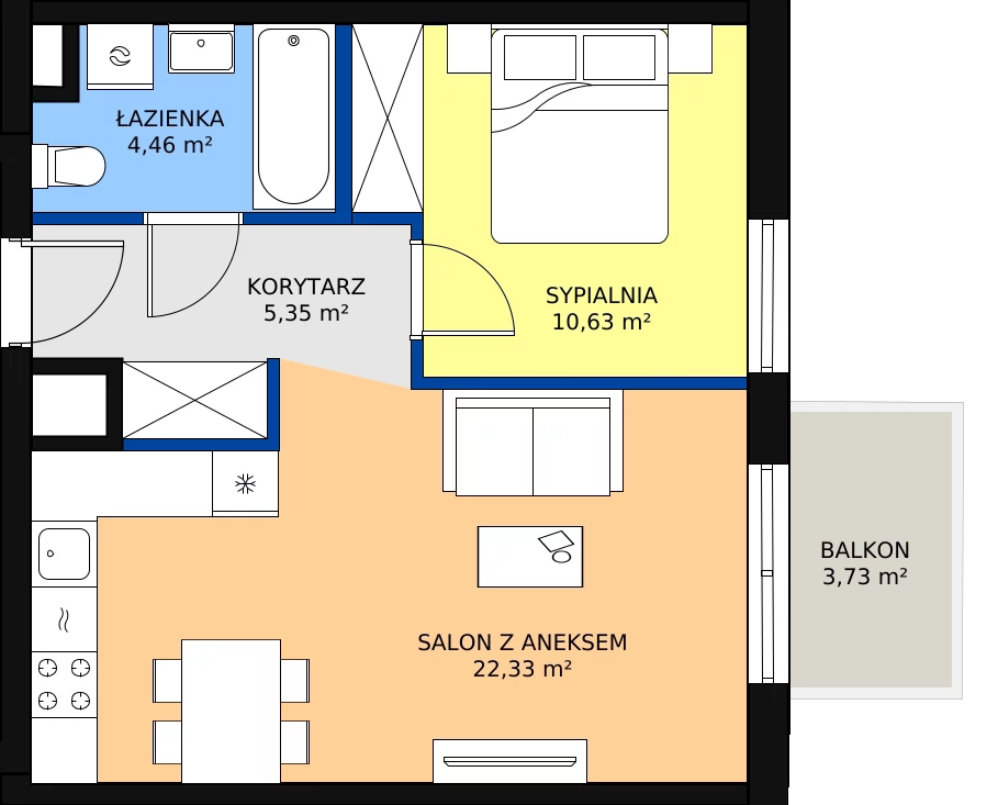 Zalety mieszkania 42.77 m², 229