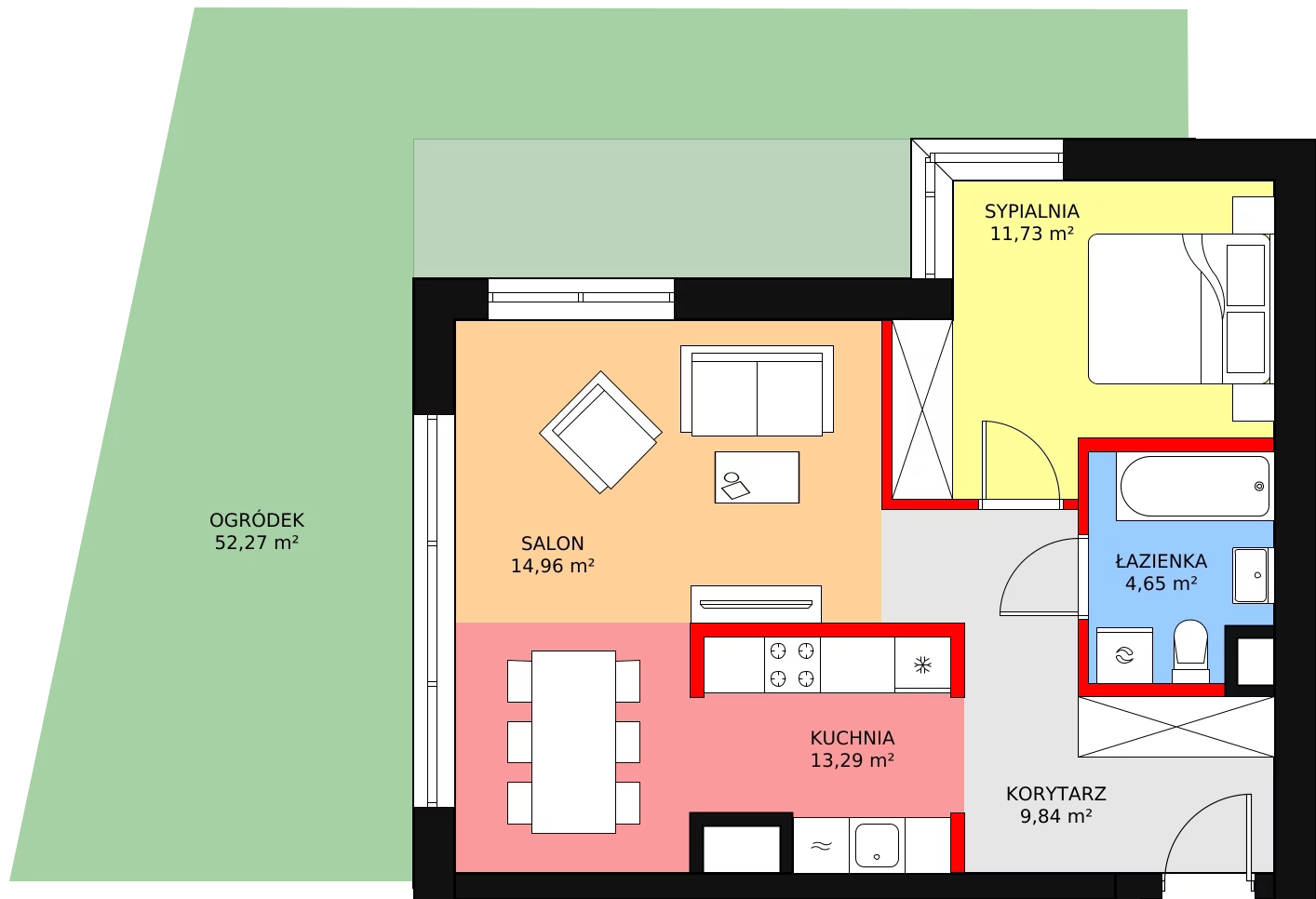 2 pokoje, mieszkanie 54,47 m², parter, oferta nr 8, Nowa Mangalia - Etap II, Warszawa, Mokotów, Stegny, ul. Mangalia