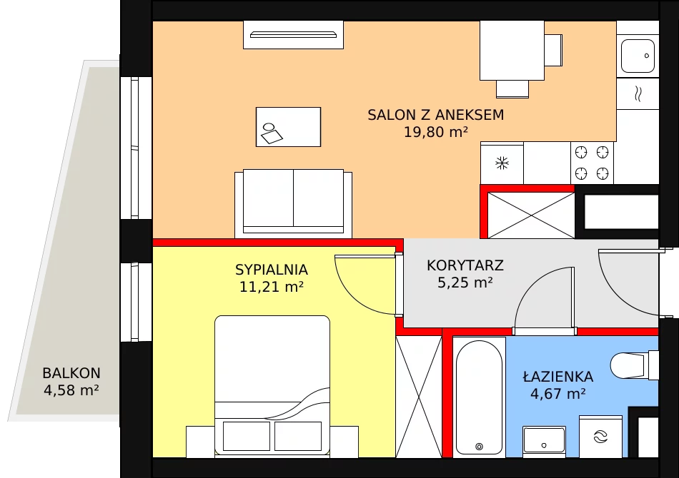 2 pokoje, mieszkanie 40,93 m², piętro 1, oferta nr 15, Nowa Mangalia - Etap II, Warszawa, Mokotów, Stegny, ul. Mangalia