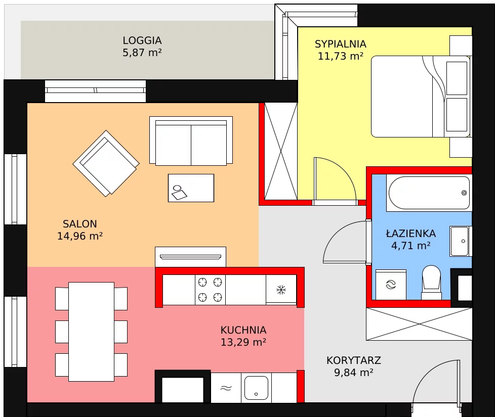 2 pokoje, mieszkanie 54,53 m², piętro 2, oferta nr 25, Nowa Mangalia - Etap II, Warszawa, Mokotów, Stegny, ul. Mangalia