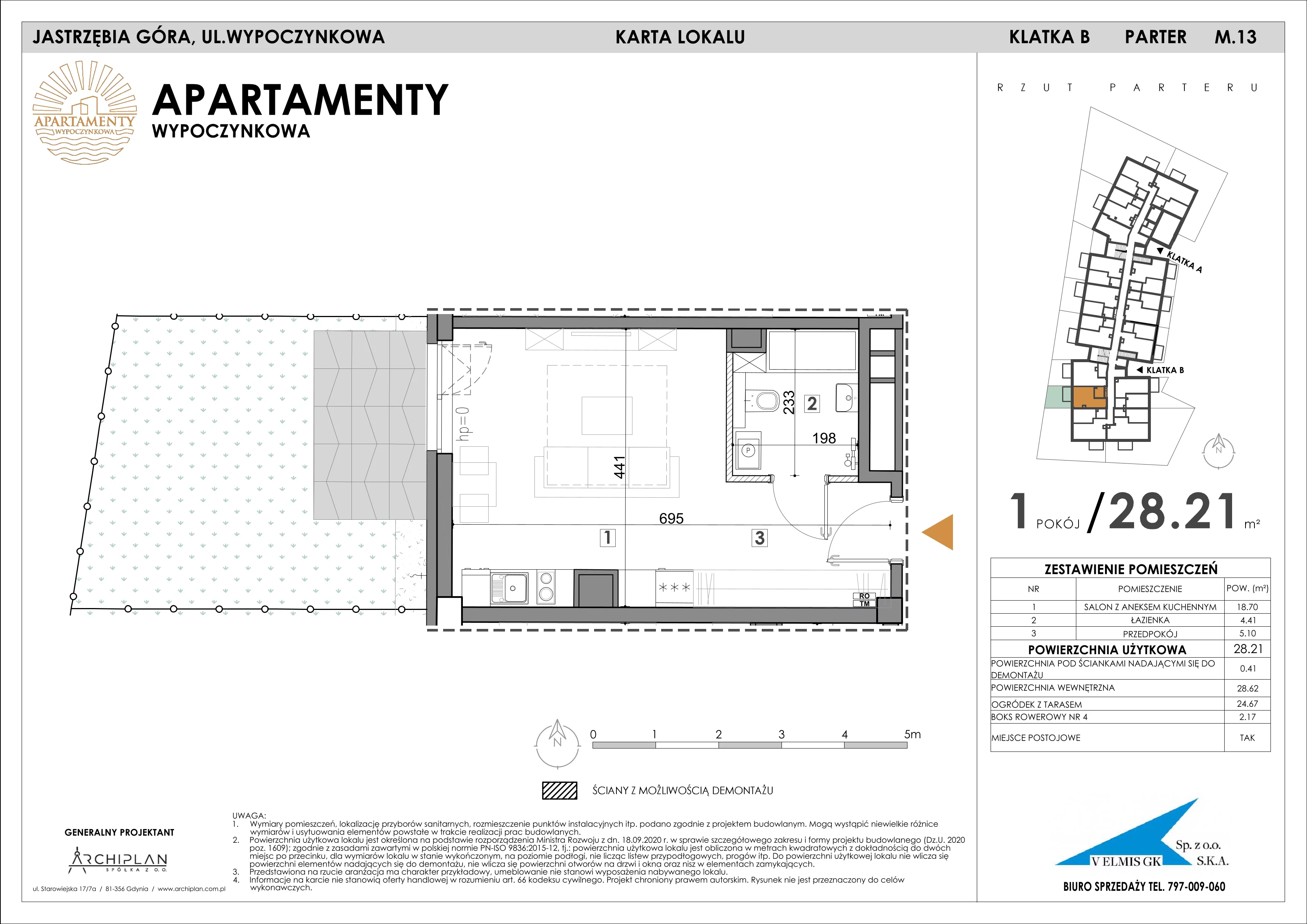 1 pokój, apartament inwestycyjny 28,21 m², piętro 1, oferta nr MN29, Apartamenty Wypoczynkowa, Jastrzębia Góra, ul. Wypoczynkowa