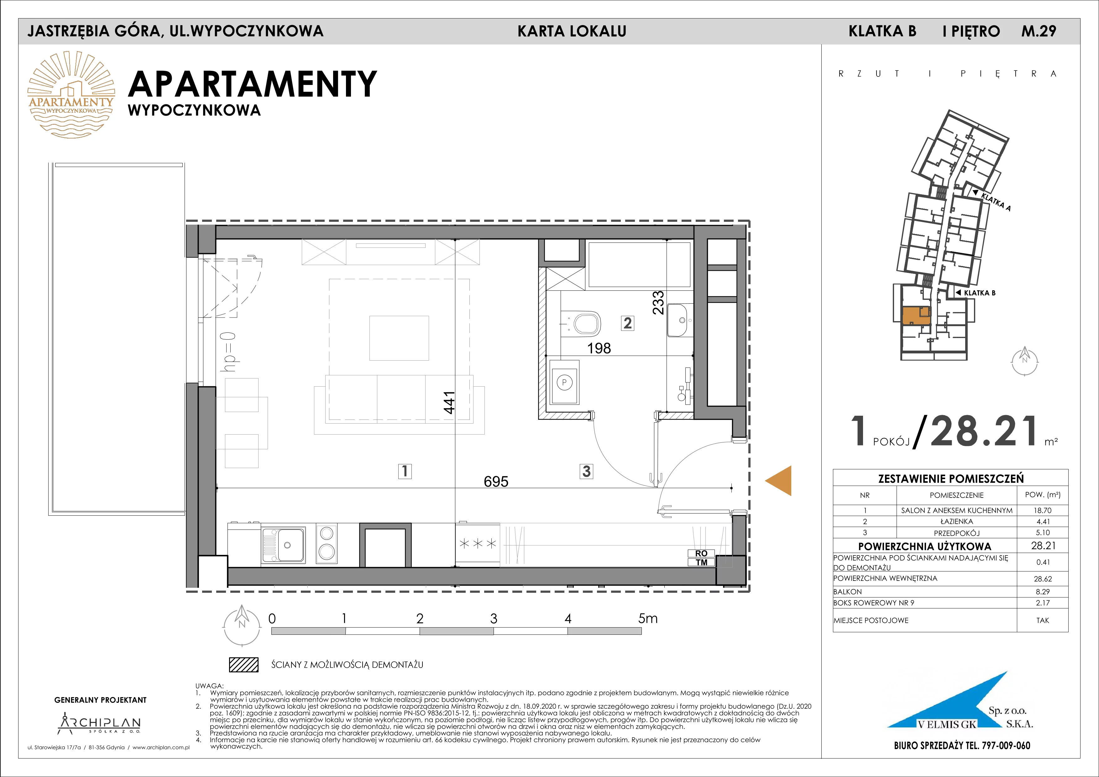 1 pokój, apartament inwestycyjny 28,21 m², piętro 1, oferta nr MN29, Apartamenty Wypoczynkowa, Jastrzębia Góra, ul. Wypoczynkowa