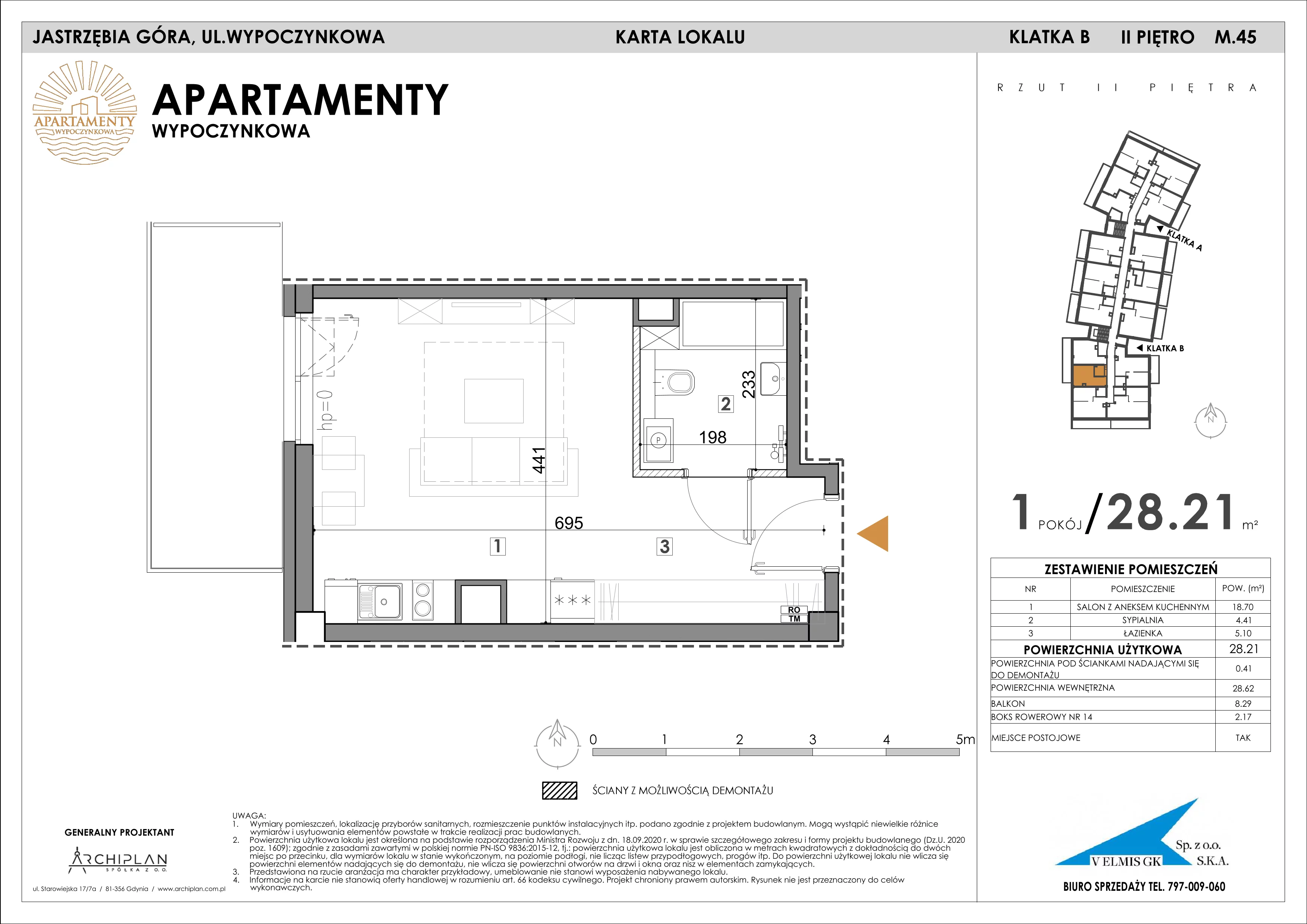 1 pokój, apartament inwestycyjny 28,21 m², piętro 2, oferta nr MN45, Apartamenty Wypoczynkowa, Jastrzębia Góra, ul. Wypoczynkowa