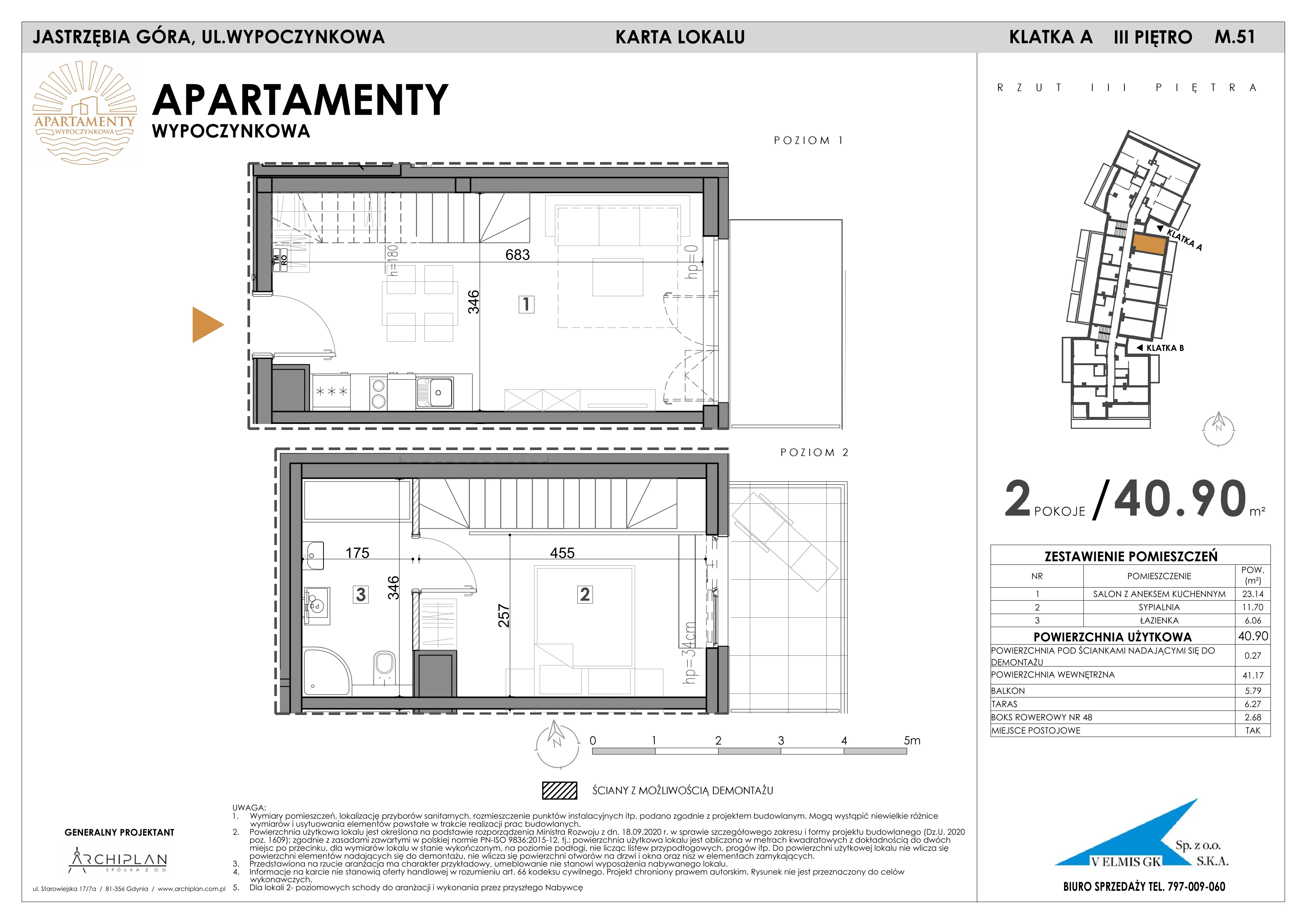 2 pokoje, apartament inwestycyjny 40,90 m², piętro 3, oferta nr MN51, Apartamenty Wypoczynkowa, Jastrzębia Góra, ul. Wypoczynkowa